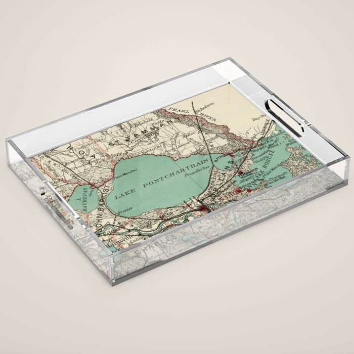Vintage Map Of Lake Pontchartrain (1887) Acrylic Tray