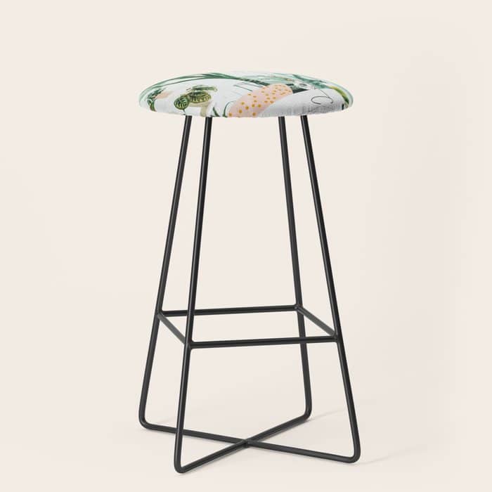 Junglow, Urban Jungle Botanical Home Decor, Tropical Plants Interior Design Plant Lady Painting Stool