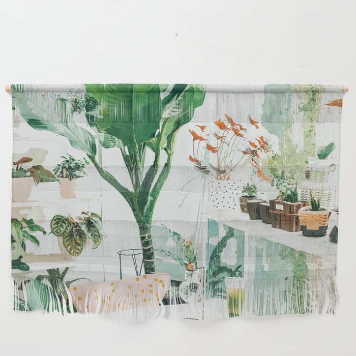 Junglow, Urban Jungle Botanical Home Decor, Tropical Plants Interior Design Plant Lady Painting Wall Hanging