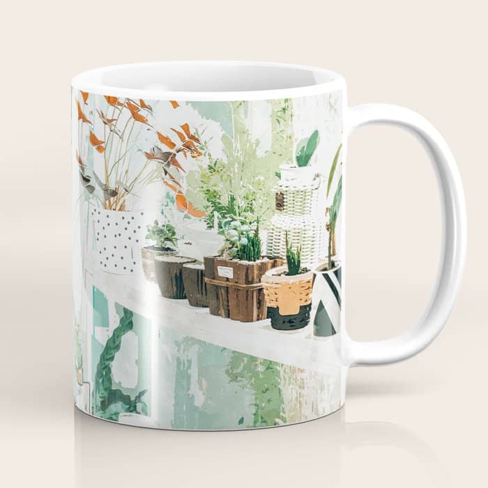 Junglow, Urban Jungle Botanical Home Decor, Tropical Plants Interior Design Plant Lady Painting Coffee Mug