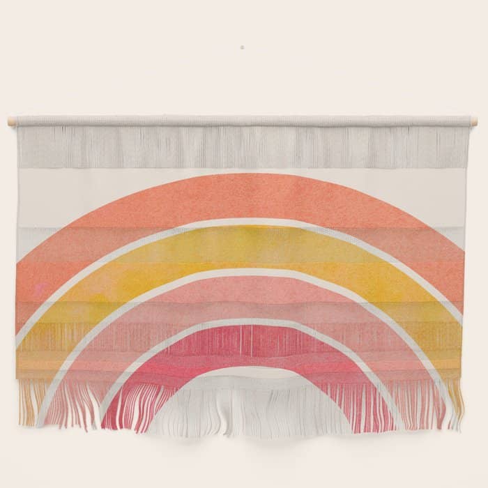 Whimsical Vintage Rainbow Waves Wall Hanging