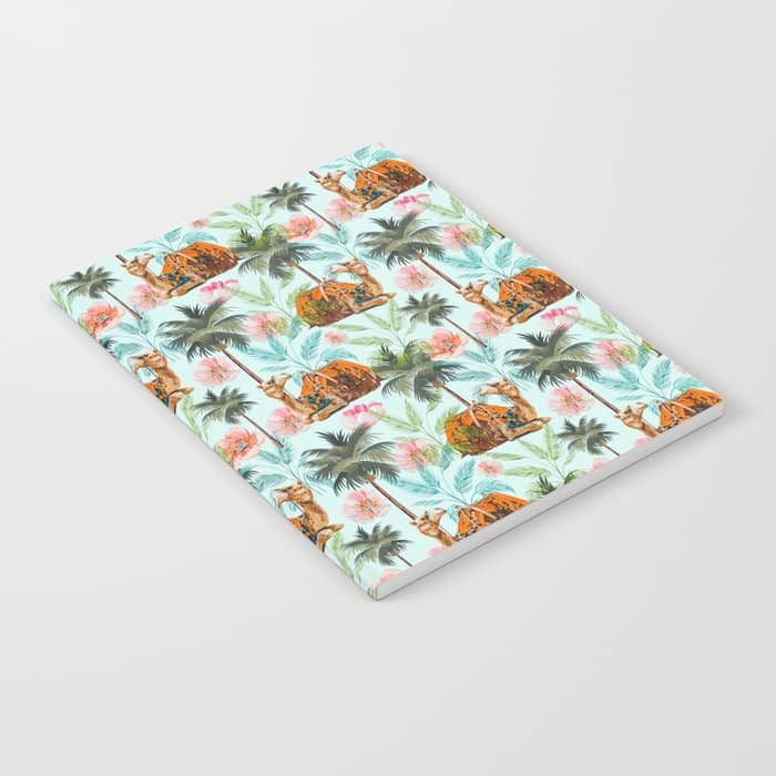 Camel Ride, Modern Bohemian Eclectic Animals, India Culture Travel Palm Desert Painting Notebook