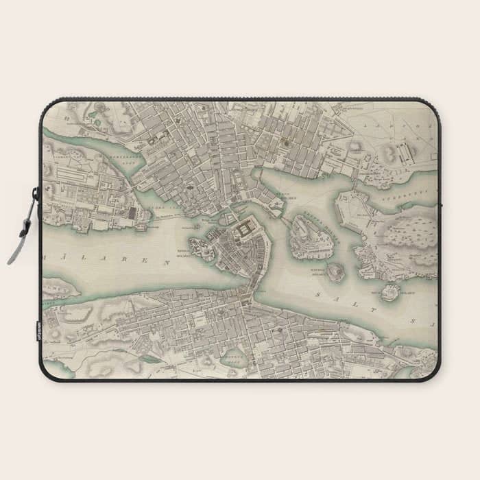 Vintage Map Of Stockholm Sweden (1838) Laptop Sleeve