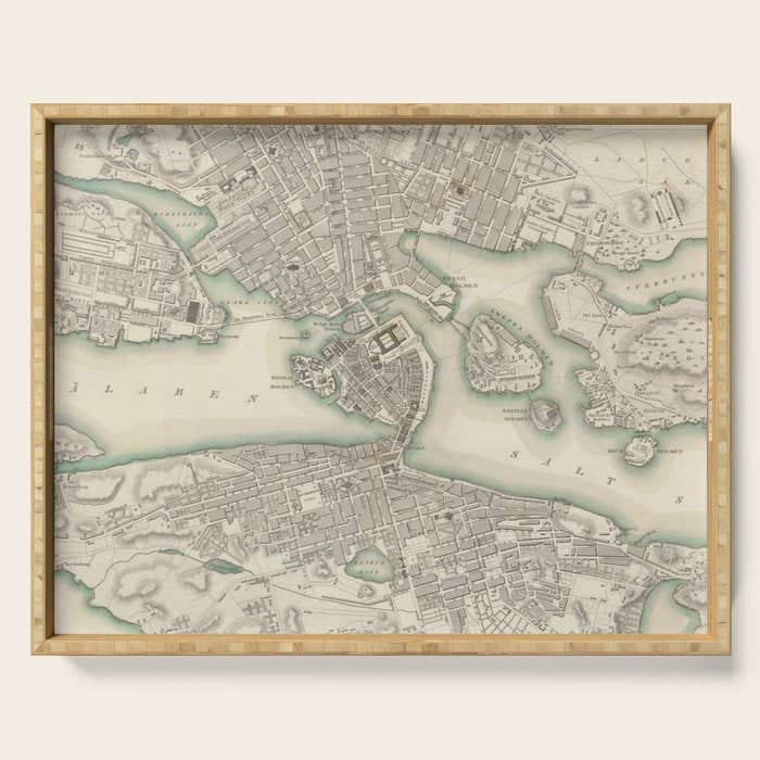 Vintage Map Of Stockholm Sweden (1838) Serving Tray