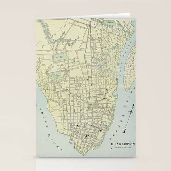 Vintage Map Of Charleston Sc (1901) Stationery Card