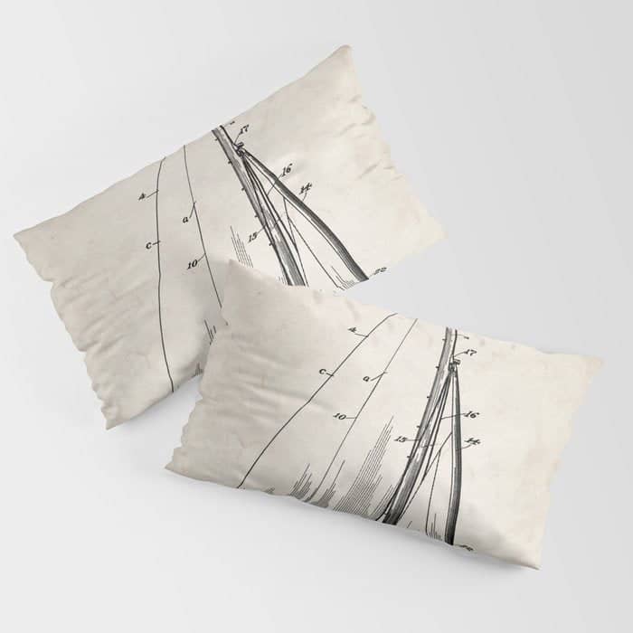 Sailboat Patent - Yacht Art - Antique Pillow Sham