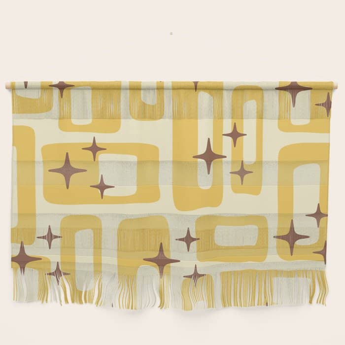 Retro Mid Century Modern Abstract Pattern 577 Yellow Brown Wall Hanging