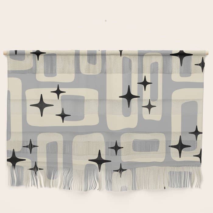 Retro Mid Century Modern Abstract Pattern 576 Gray Black Wall Hanging
