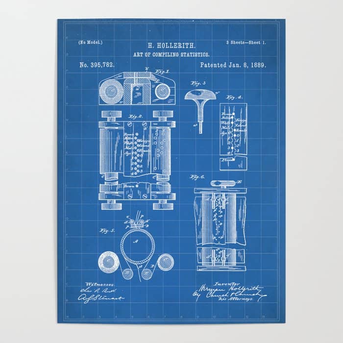 First Computer Patent - Technology Art - Blueprint Poster