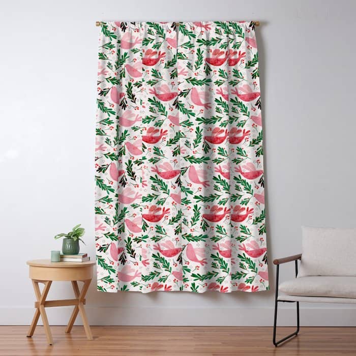 Festive Birds - Christmas Pattern No2 Window Curtain