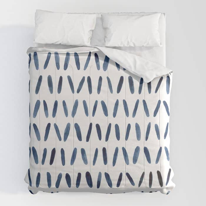 Strokes Pattern | Indigo Watercolor Painting Comforter