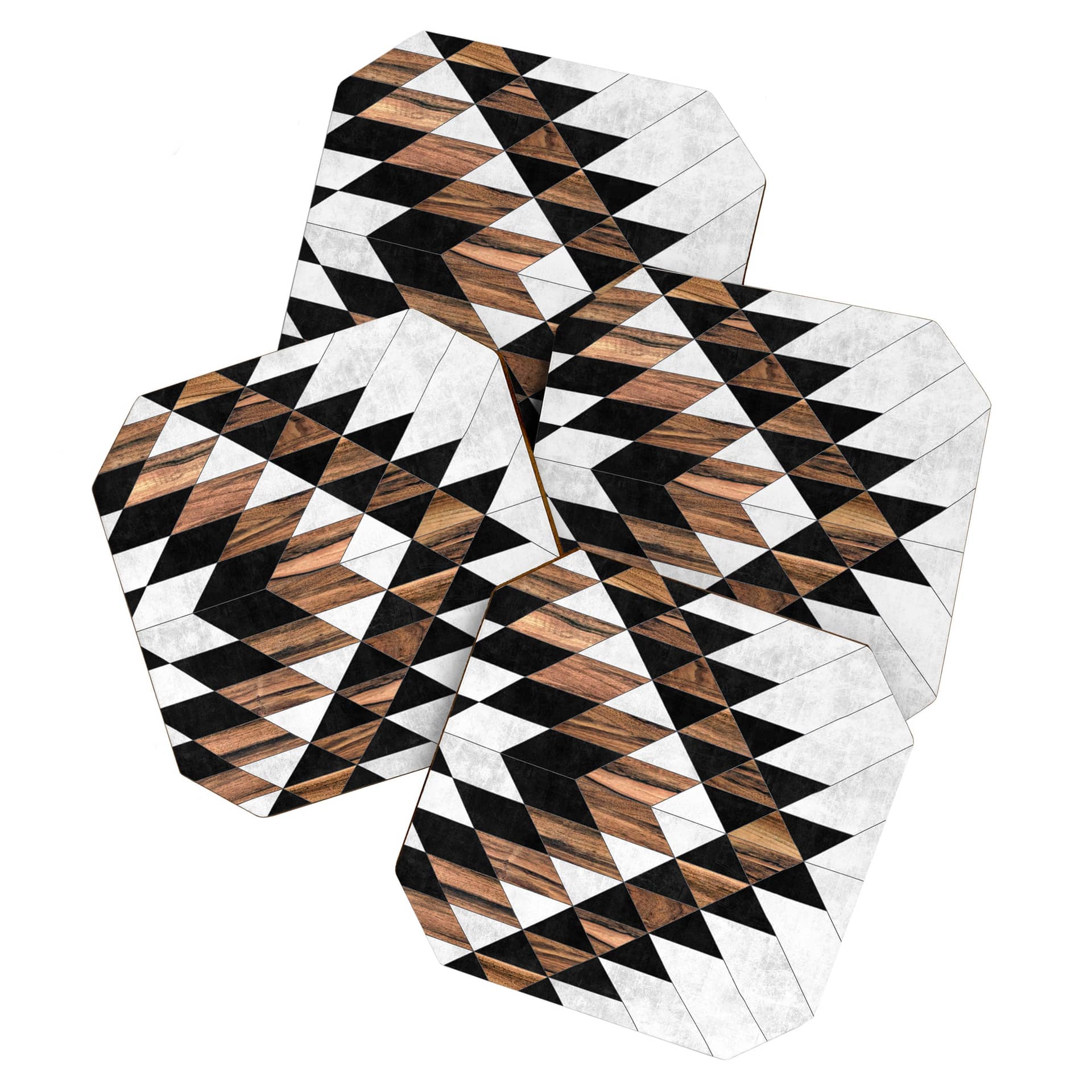 Urban Tribal Pattern No.9 - Aztec - Concrete And Wood Coaster