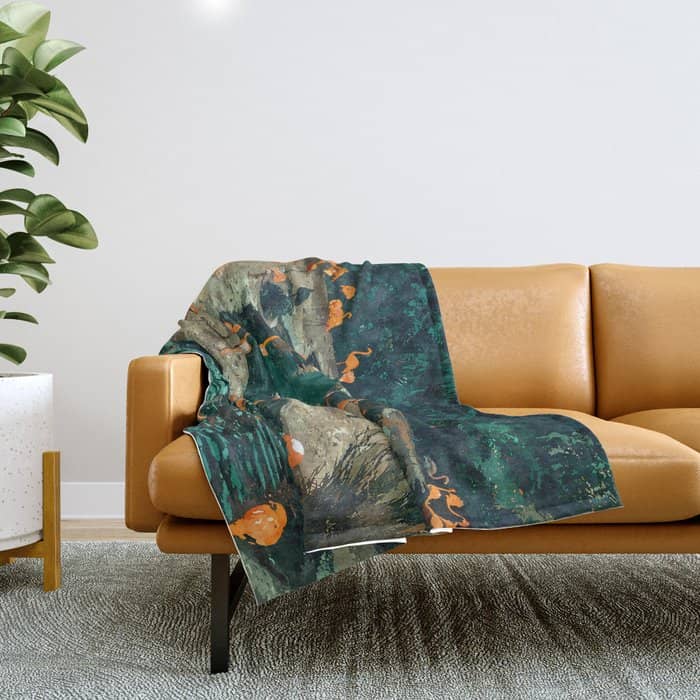 Flamingo Creek #Flamingo #Tropical #Illustration Throw Blanket