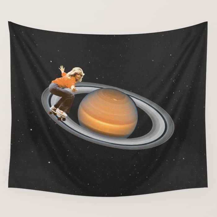 Saturn Skating - Skateboard Wall Tapestry
