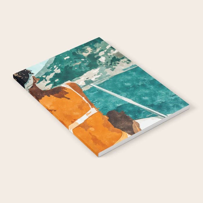 Solo Traveler, Watercolor Black Woman Painting, Travel Tropical Summer Illustration Notebook