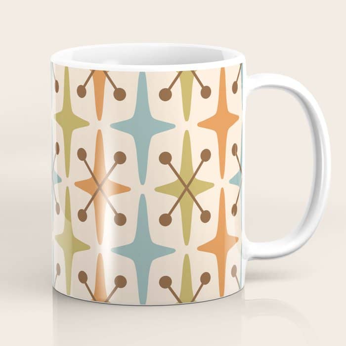 Mid Century Modern Googie Star Pattern Mid Mod Coffee Mug