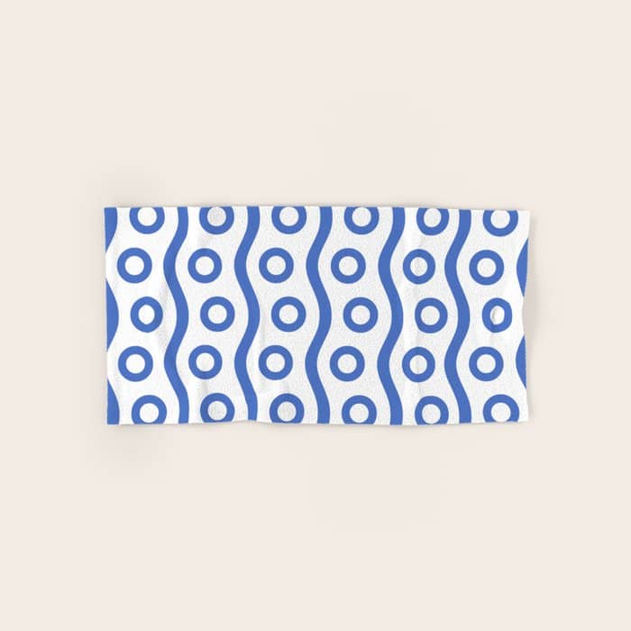 Mid Century Modern Rising Bubbles Pattern Blue 2 Bath Towel