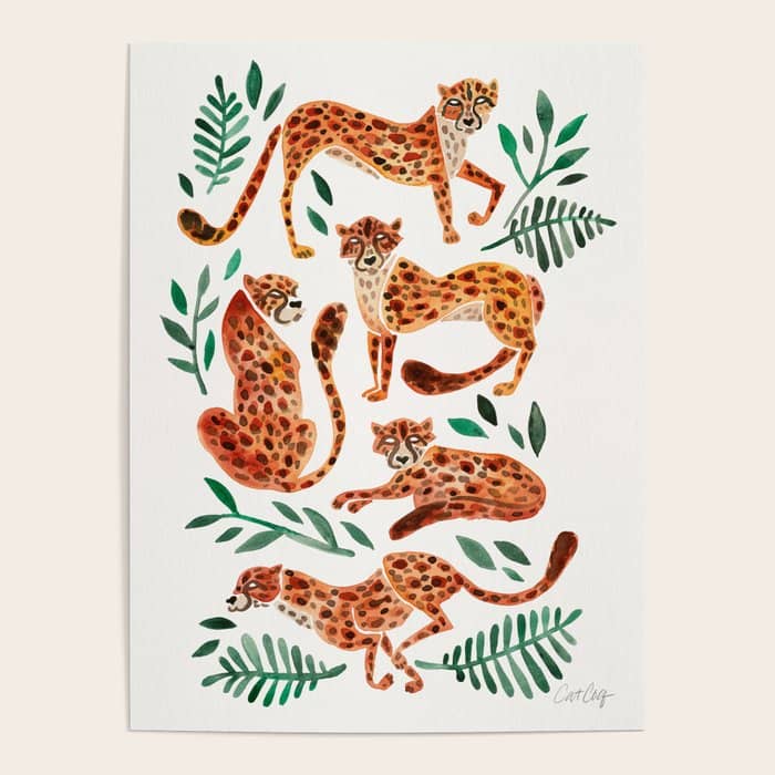 Cheetah Collection - Orange & Green Palette Poster