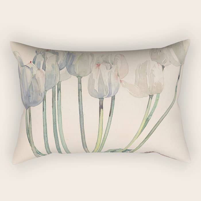 Charles Rennie Mackintosh "White Tulips" Rectangular Pillow