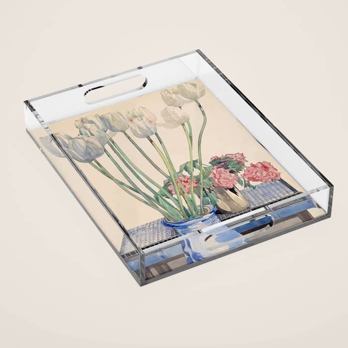 Charles Rennie Mackintosh "White Tulips" Acrylic Tray