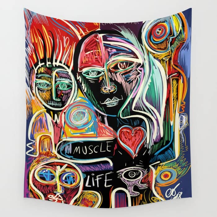 Muscle Is Life Street Art Graffiti Love Wall Tapestry