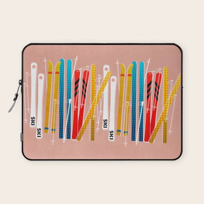Colorful Ski Illustration And Pattern No 2 Laptop Sleeve