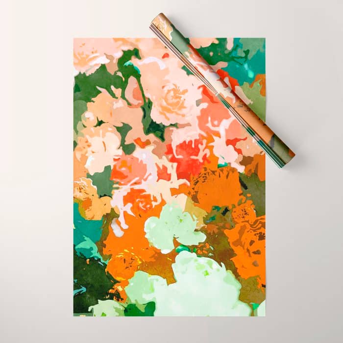 Velvet Floral, Summer Eclectic Botanical Blossom Blush Painting, Nature Colorful Garden Illustration Wrapping Paper