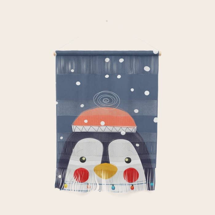 Christmas Penguin With Fairy Lights No2 Wall Hanging