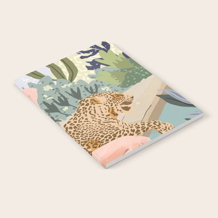 How To Train Your Leopard, Wild Cat Bohemian Woman Painting, Swimming Pool Bikini Summer Swim Animal Notebook