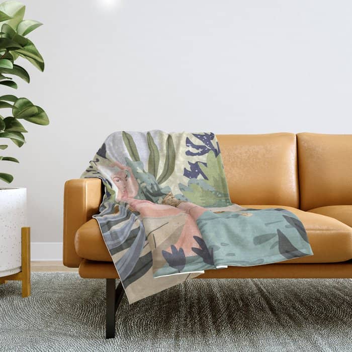 How To Train Your Leopard, Wild Cat Bohemian Woman Painting, Swimming Pool Bikini Summer Swim Animal Throw Blanket