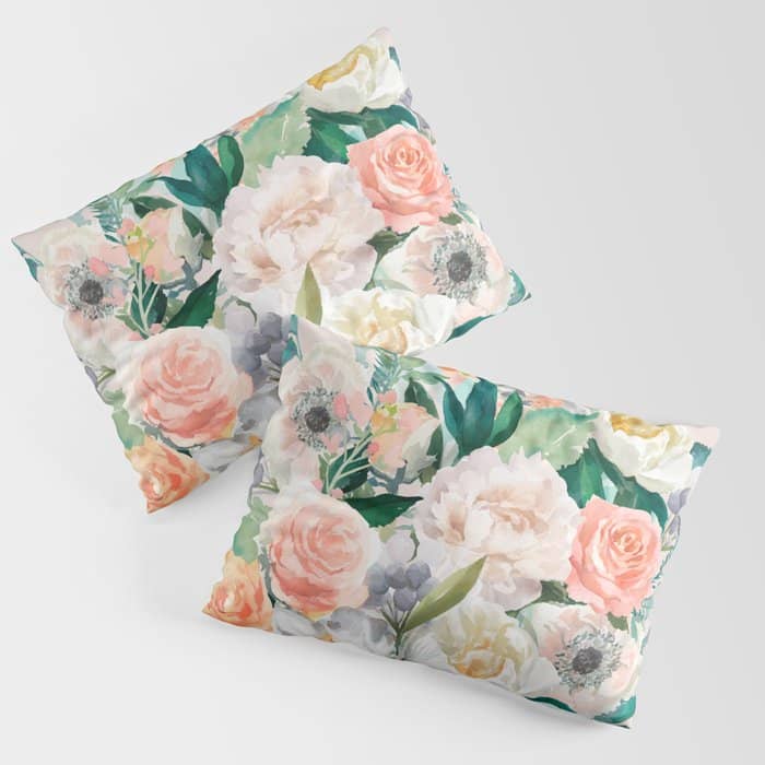 Pastel Flower Bouquet With Roses Pillow Sham