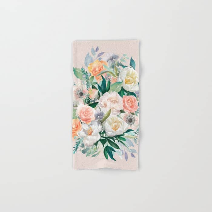 Pastel Flower Bouquet With Roses Bath Towel