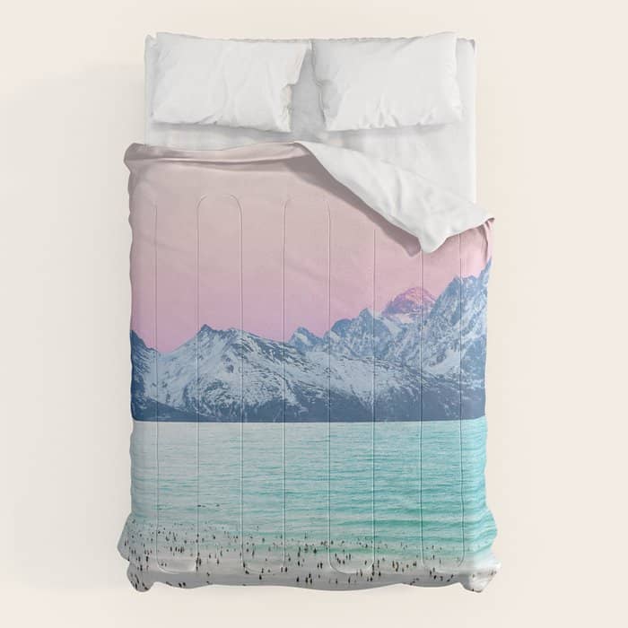 The Island, Pastel Tropical Beach, Travel Nature Landscape, Surrealism Photography Summer Comforter