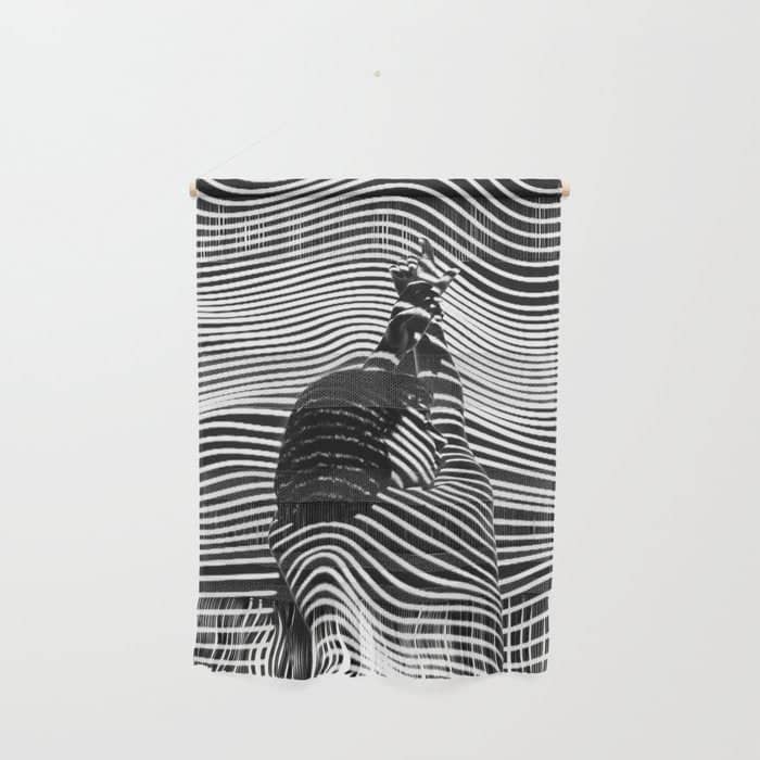 Minimalist Abstract Modern Ripple Lines Projected Woman Sensual Cool Feminine Black And White Photo Wall Hanging