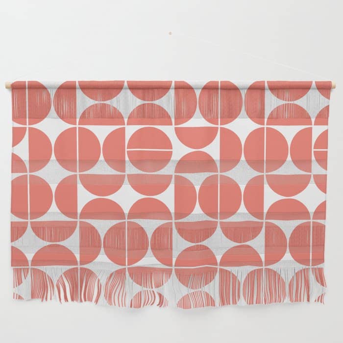 Mid Century Modern Geometric 04 Living Coral Wall Hanging
