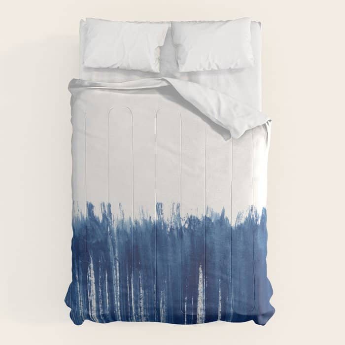 Indigo Abstract Brush Strokes | No. 5 Comforter