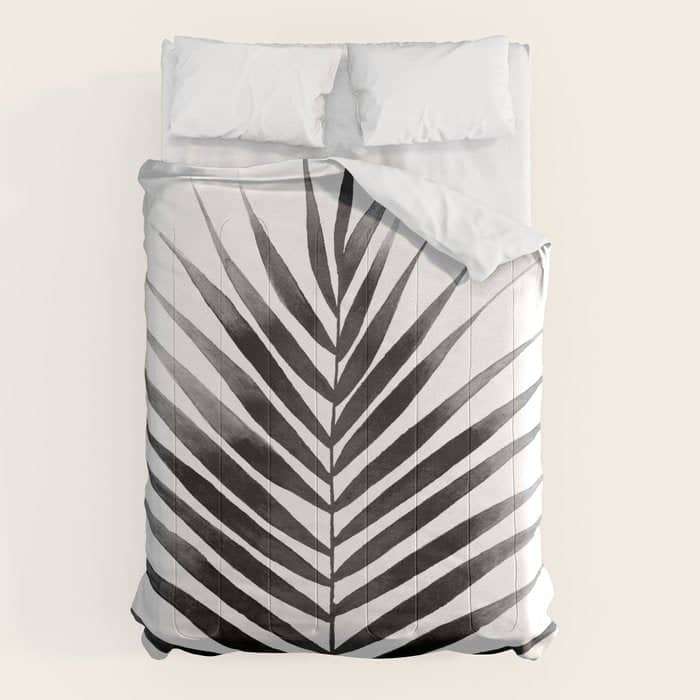 Palm Leaf Watercolor | Black And White Comforter