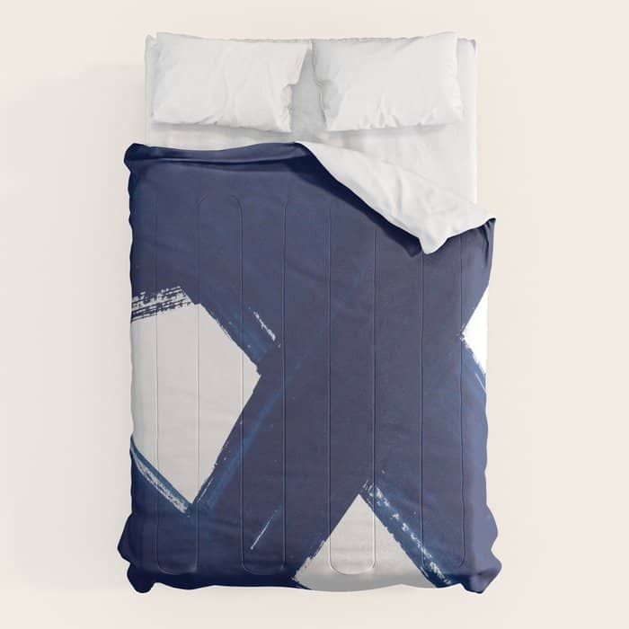 Indigo Abstract Brush Strokes | No. 3 Comforter