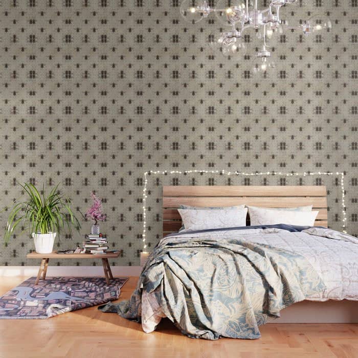 Bumble Bee  On Sacred Geometry Pattern Wallpaper