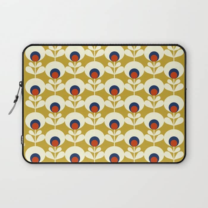Flowers Geometry Mustard - Retro Pattern No3 Laptop Sleeve