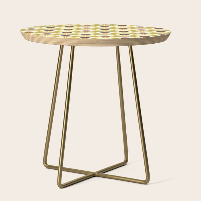 Flowers Geometry Mustard - Retro Pattern No3 Side Table