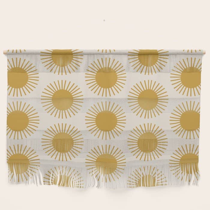Boho Summer Sun Pattern I Golden Wall Hanging