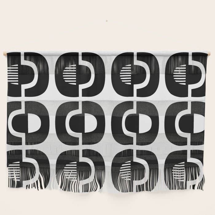 Mid Century Modern Geometric 921 Black And White Wall Hanging