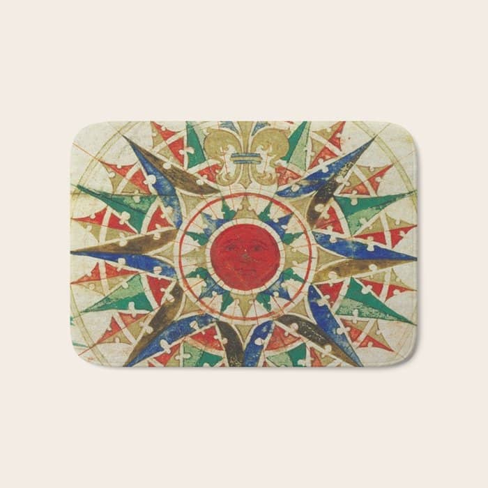 Vintage Compass Rose Diagram (1502) Bath Mat