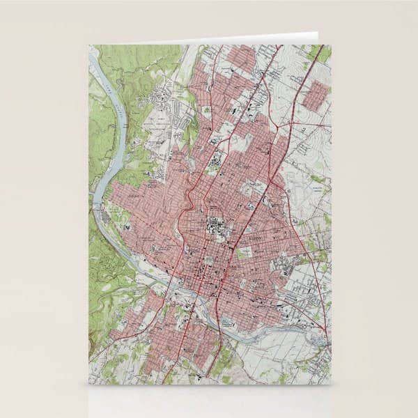 Vintage Map Of Austin Texas (1955) Stationery Card