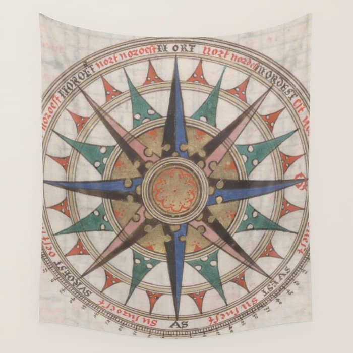 Historical Nautical Compass (1543) Wall Tapestry