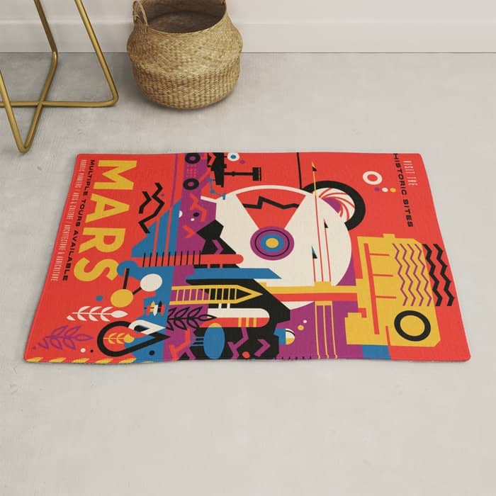 Nasa Retro Space Travel Poster #9 Mars Rug