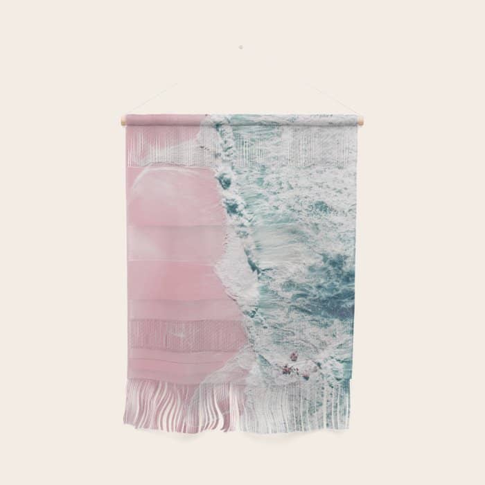 Aerial Ocean Print - Beach - Pink Sand - Wave - Original Sea Of Love - Travel Photography  Wall Hanging