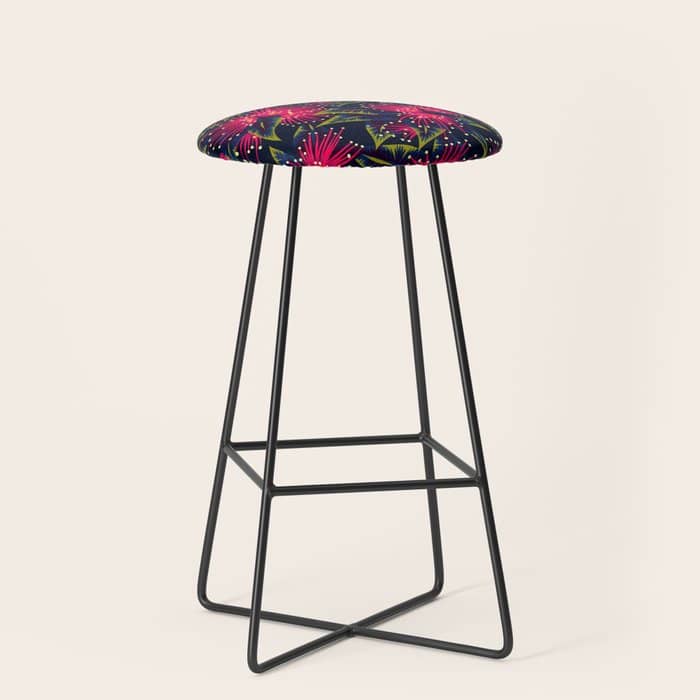 New Zealand Rata Floral Print (Night) Stool