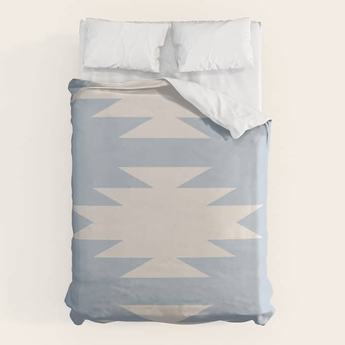 Geometric Southwestern Minimalism - Soft Sky Blue Duvet Cover